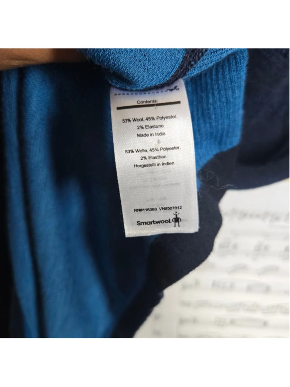 Smartwool blue camo intraknit 200 1/4 zip pullover men's L wool blend baselayer